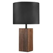 Project Source Table Lamp with Fabric and Wood - 24-in x 15-in - Black and Brown