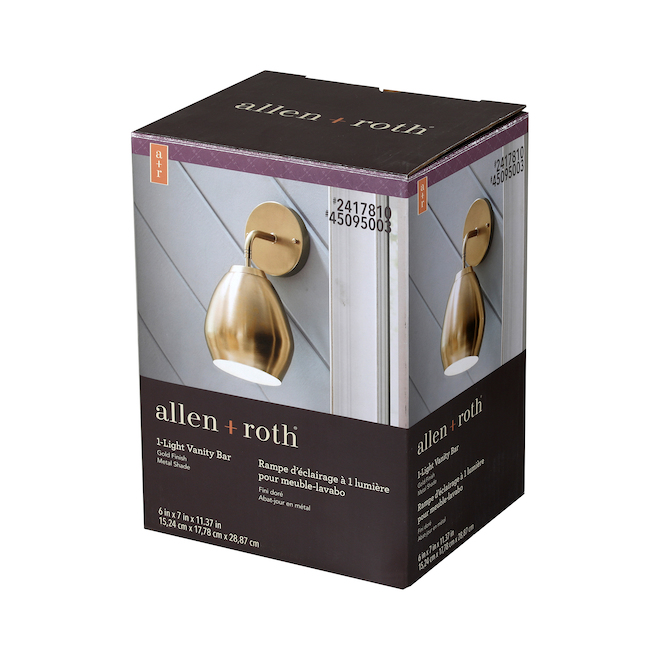 allen + roth 6-in 1-Light Gold Bathroom Wall Sconce