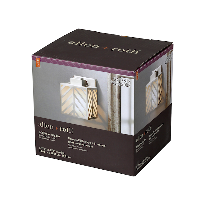 Allen + Roth 3-Light Brushed Nickel Contemporary Vanity Light with Frosted Glass