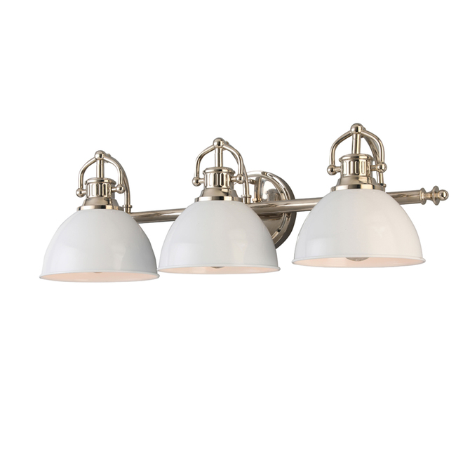 Allen + Roth Vanity Wall Sconce - Metal - 24.5-in - Polished Nickel and White