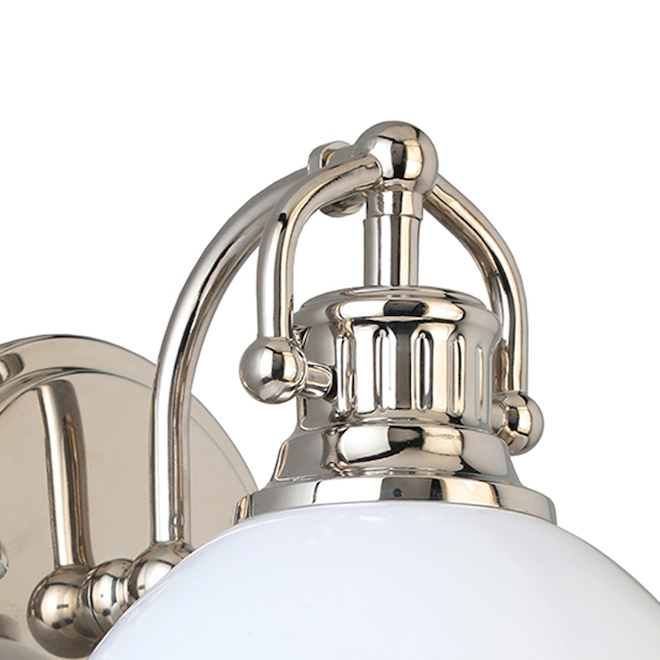 Allen + Roth 1-Light Bathroom Vanity Light - 7-in - Metal - Polished Nickel and White