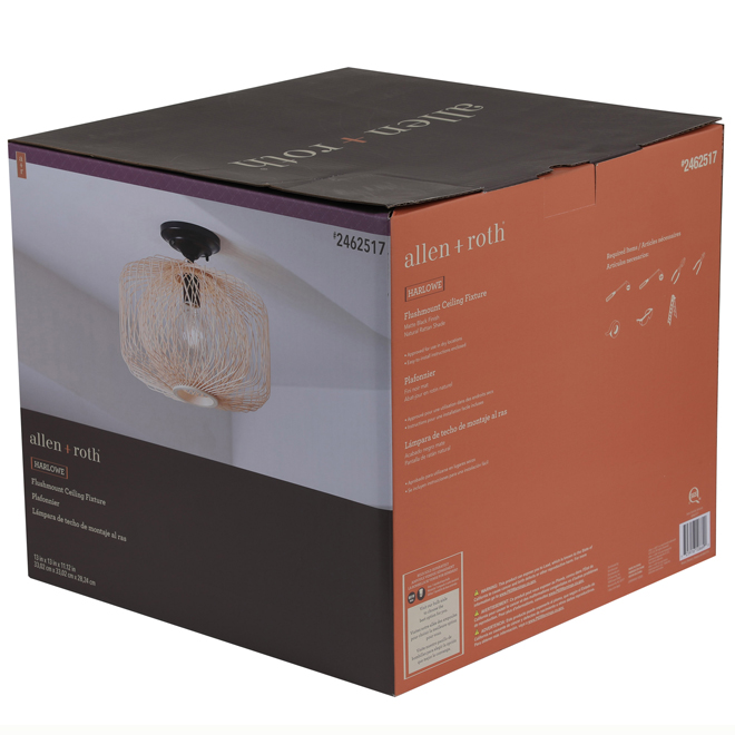 Plafonnier Harlowe par allen + roth 13 po naturel traditionnel ampoule incandescente, 1/pqt