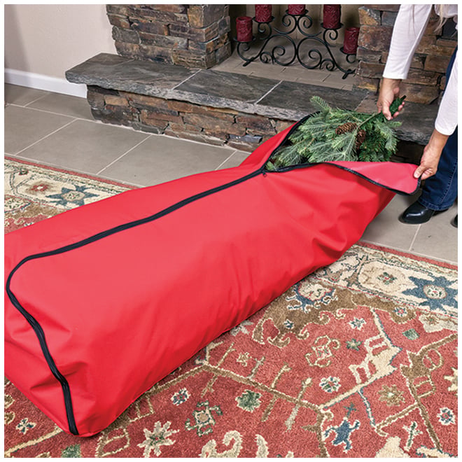 Housse De Rangement Pour Sapin De Noël - Sac Transport 155x47x73 Cm - Tissu Oxford 600D Résistant - Rouge - Pour Arbre Jusqu'à 230 Cm
