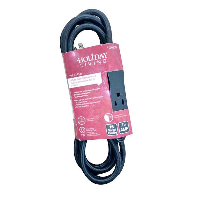 Holiday Living 10-ft 16-Gauge 3-Outlet Fabric Extension Cord 32072
