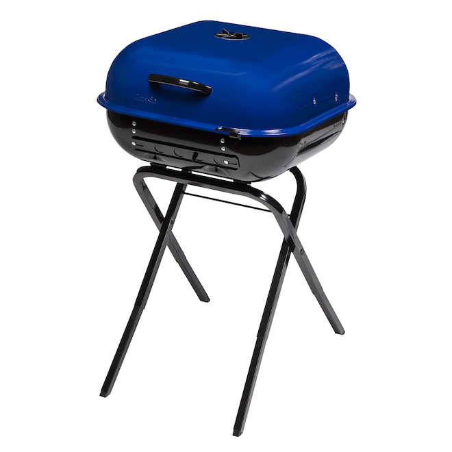 Barbecue portatif Americana au charbon, bleu océan, pattes rétractables