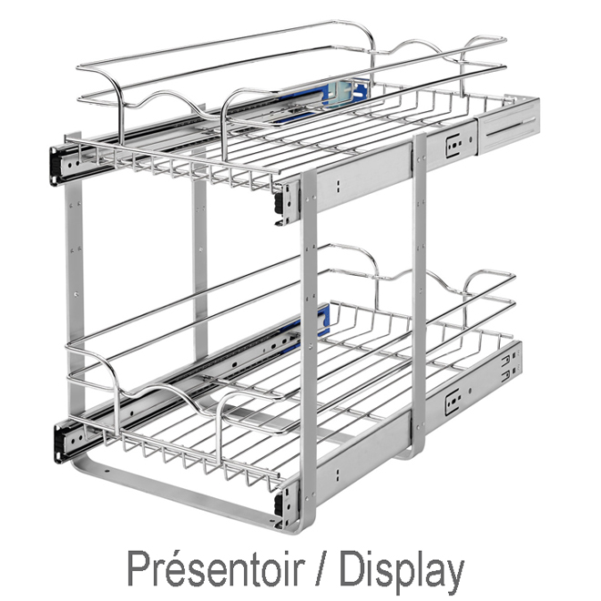 Paniers de rangement 2 niveaux Rev-A-Shelf coulissant à fermeture douce, 11,75 x 19 x 22 po