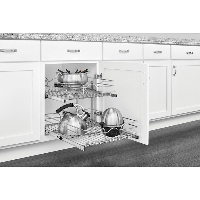 Rev-A-Shelf Two-Tier Pull-Out Organizer with Soft-Close Slides - 17.75 x 19 x 22-in