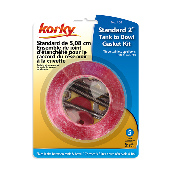 Korky Tank to Bowl Gasket Kit - Red - Rubber - Universal Fit - 3 1/2-in Outer dia and 2 1/8-in Inner dia