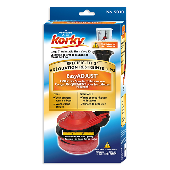 Korky Toilet Tank to Bowl Gasket Kit - Chlorine Resistant Rubber - 7-in to 11 1/2-in Fill Valve - 3-in dia