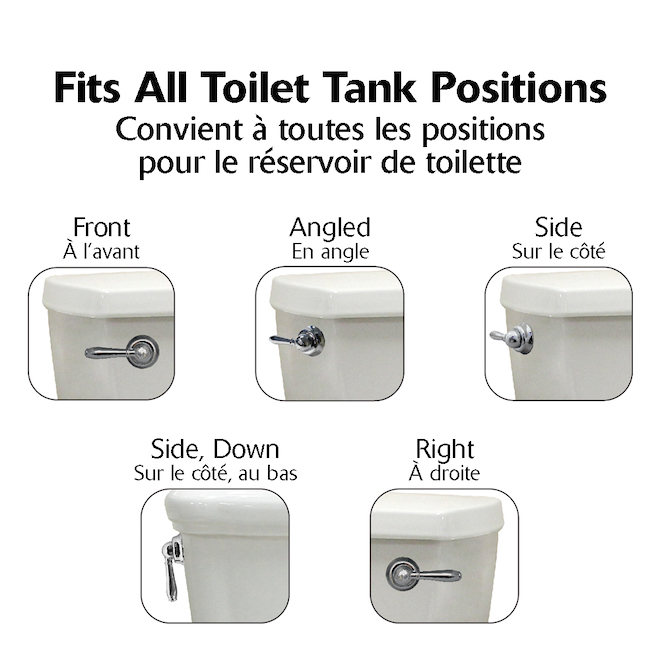Korky Heavy-Duty Toilet Flush Lever - Chrome Finish - Plastic- Universal - 8-in L