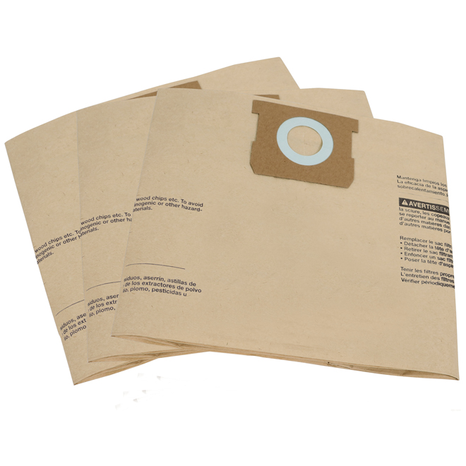 VALU+ 4/8-Gallon Wet/Dry Vacuum Brown Paper Filter Bags - 3/Pack