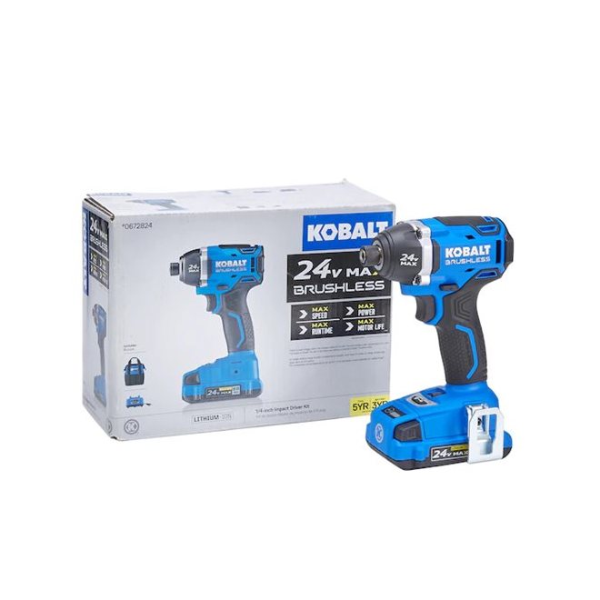 Kobalt 24-V Max Cordless Impact Driver Set Brushless Motor Charger,  Battery and Accessories Included RONA