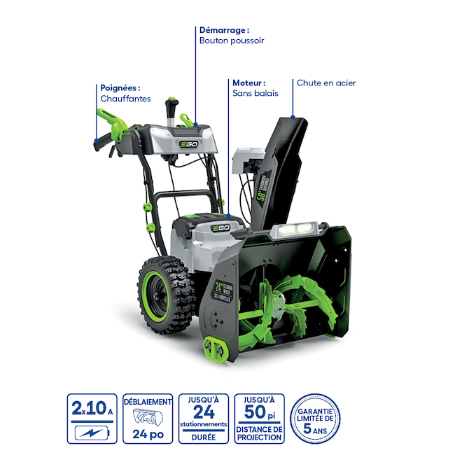 Souffleuse à neige autopropulsée à 2 phases EGO POWER+ 24 po