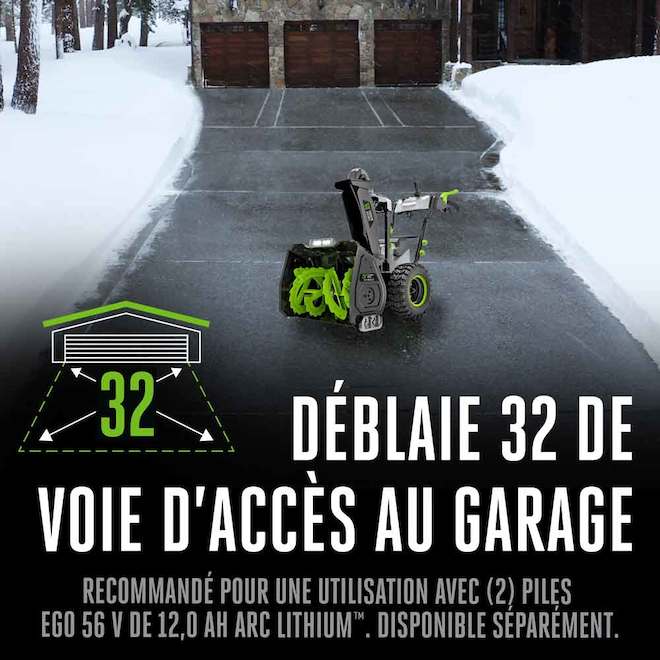 Souffleuse à neige autotractée EGO POWER+ à 2 phases 28 po, gris/vert