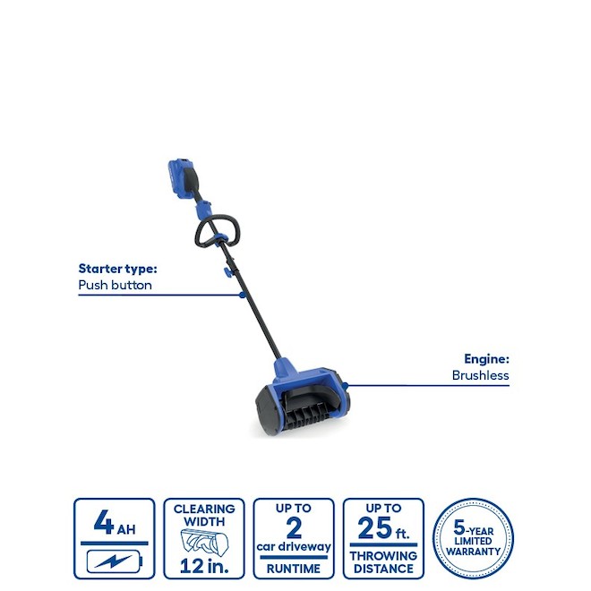 Kobalt 67 L x 12-in W Brushless Motor Multi-Head Snow Shovel with Composite Handle