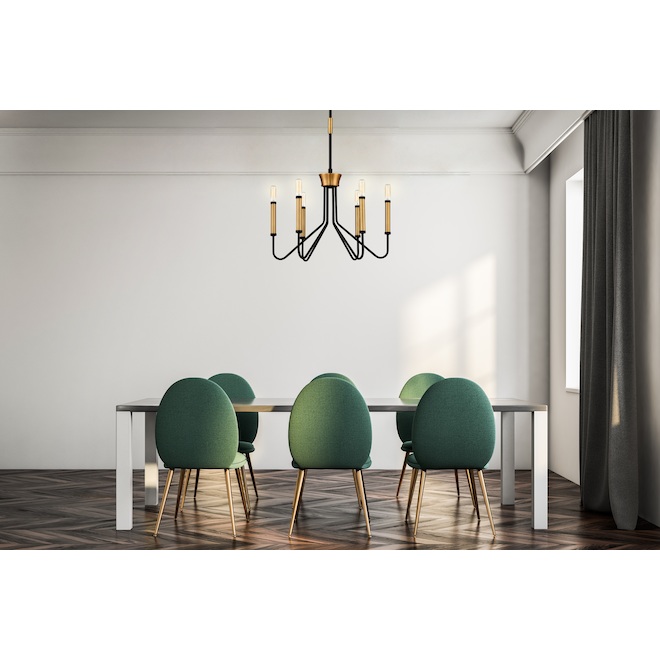 Eurofase 6-Light Chandelier - 19-in - Metal - Black and Brass