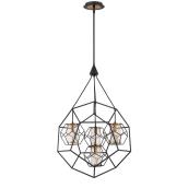 Designer Home 4-Light Pendant Light - Geometric Style - 24.25-in x 40.25-in - Metal - Black and Brass