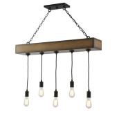 Eurofase 7.9-in x 25.5-in 5-Light Black Metal Industrial Style Linear Pendant