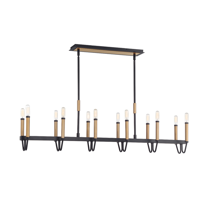 Eurofase 12-Light Linear Chandelier - 47.25-in - Metal - Black and Brass