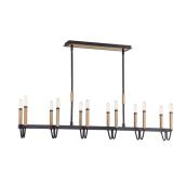 Eurofase 12-Light Linear Chandelier - 47.25-in - Metal - Black and Brass