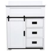 Style Selections Morriston 30-in 3-Drawer White Vanity with Barn Door