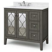 Allen + Roth Everdene Undermount Single sink Bathroom Vanity Engineered stone Top Grey 36-in