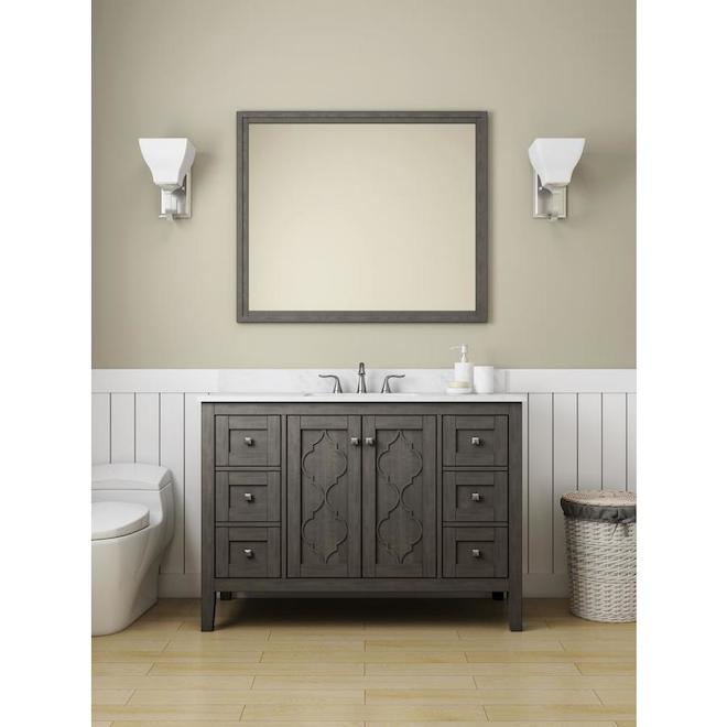 Allen + Roth Everdene Undermount Double sink Bathroom Vanity Engineered stone Top Grey 48-in