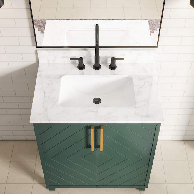 Meuble-lavabo Ashley Landon & Co. de style moderne 30 po à 2 portes, vert forêt