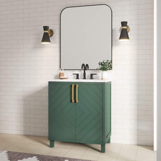 Meuble-lavabo Ashley Landon & Co. de style moderne 30 po à 2 portes, vert forêt