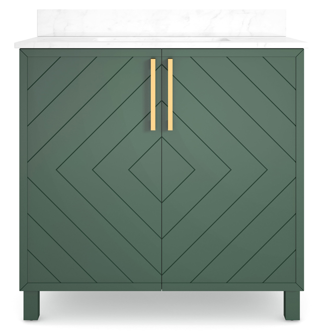 Landon & Co. Ashley 36-in Vanity Modern Style with 2 Doors - Forest Green