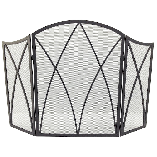 Pare-étincelles Style Selections en acier noir de 47,87 po, 3 panneaux à arc gothique