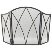 LANDON&CO 47.87-in Black Steel Gothic Arch 3-Panel Fireplace Screen