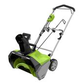 Greenworks Electric Snowblower - 13 A - 20-in - Green and Black