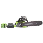 Greenworks Cordless Chainsaw - 40 V - 16-in - Green and Black