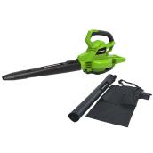 Greenworks Electric Blower and Vacuum - 12 A - 400 CFM - 235 mph - Green and Black