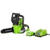 Greenworks Cordless Chainsaw - 24 V - 10-in - Green and Black