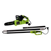 Greenworks 2-in-1 Electric Chainsaw - 6 A - 10-in - 6000 rpm - Green and Black