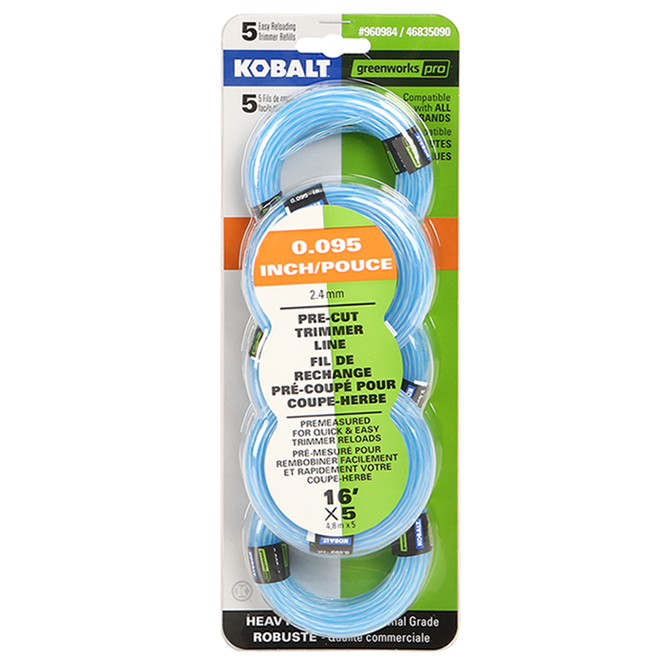 Kobalt Replacement Trimmer Line - 16-ft - 0.095-in - Pack of 5 KAL 595-06