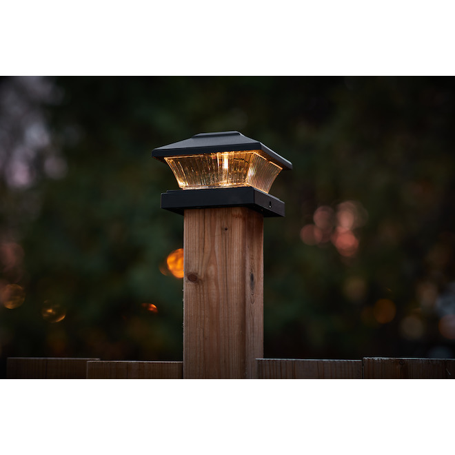 Fusion Products 4-Pack 4.02-in Black Solar LED Post Cap Light 25834 RONA