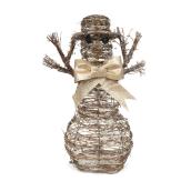 Bonhomme de neige illuminé en rotin Fusion Products, 20 Lumières DEL blanc chaud, piles, 12 po