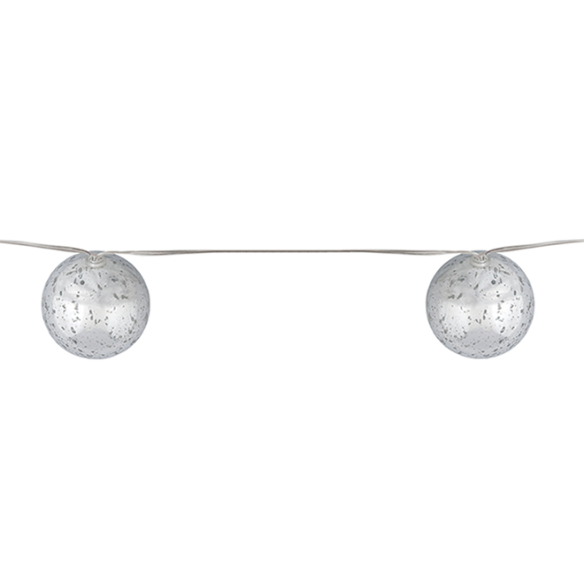 Battery-Operated LED Light String - 10 Lights - 13-ft - Warm White/Silver Mercury
