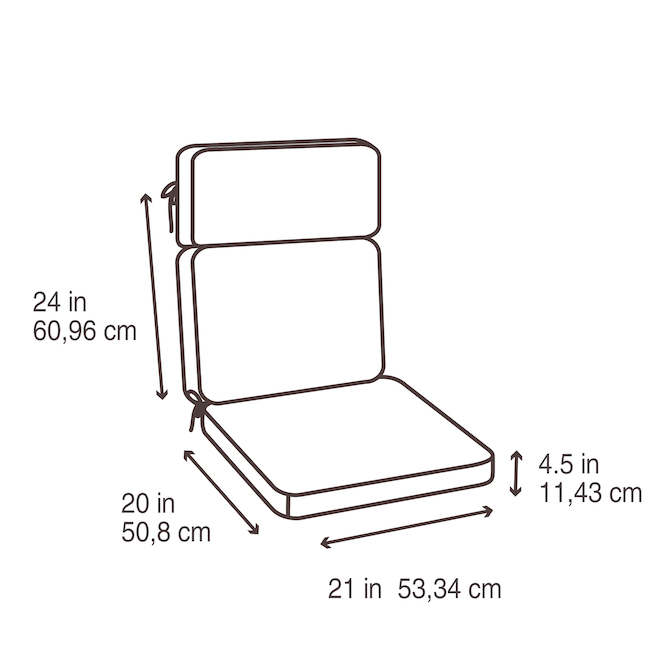 Bazik 44 x 21 x 4-in Grey Olefin Outdoor High Back Chair Cushion