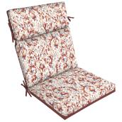 Bazik 1-Piece Red Poet's Garden Outdoor High Back Cushion 21 x 20-in