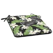 Bazik 1-Piece Black Oliani Tropical Floral Seat Pad 19 x 18-in