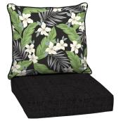 Style Selections 2-Piece Oliani Tropical Black Floral Deep Seat Patio Chair Cushion