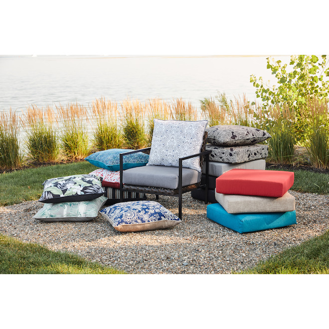 Bazik 2-Piece Red Poet's Garden Geometric Deep Seat Patio Chair Cushion 22.5 x 24-in