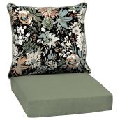Landon & Co. 2-Piece Polyester 24-in W Floral Green Deep Patio Seat Cushions