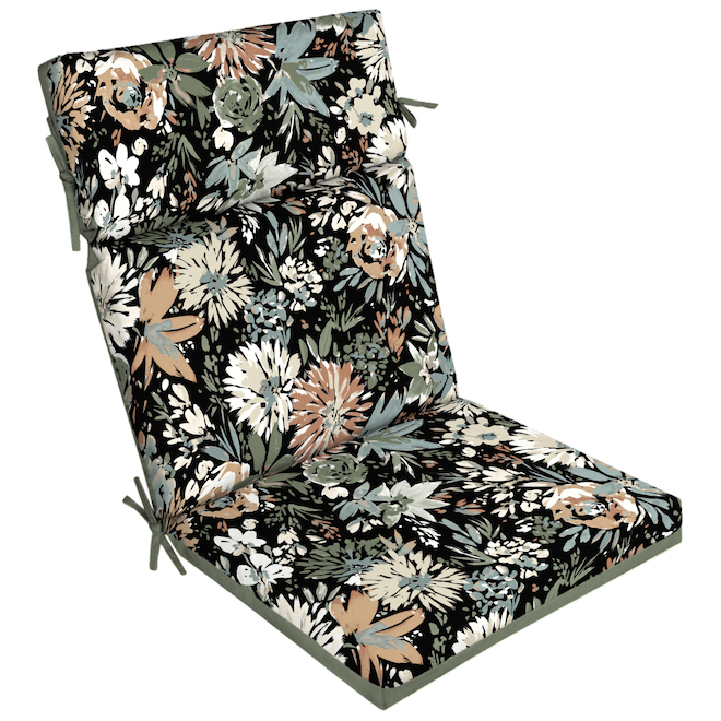 Landon & Co. Polyester 21 W x 24-in L 1-Piece Floral Black Patio Chair Cushion