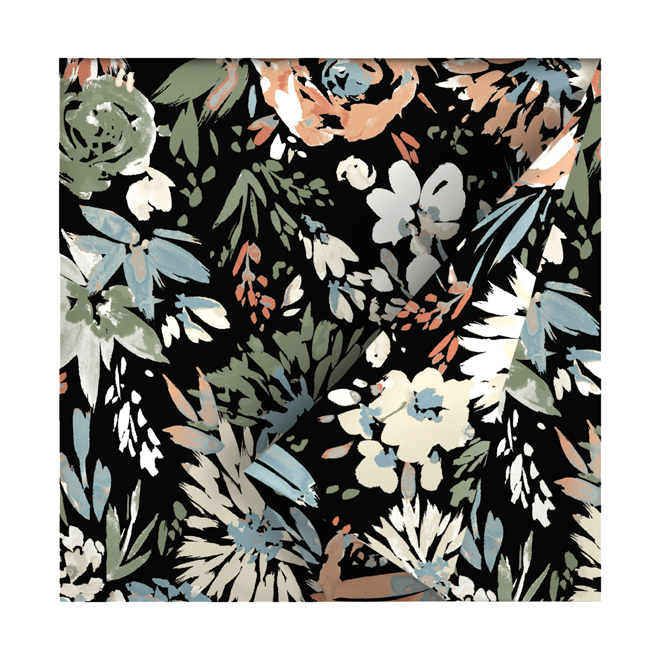 Landon & Co. Polyester 21 W x 24-in L 1-Piece Floral Black Patio Chair Cushion