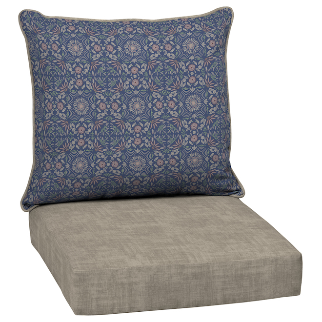 Landon & Co. 2-Piece Polyester 24-in W Blue and Beige Deep Patio Seat Cushions